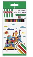 Карандаши цветные ПИФАГОР "ЗАМОК", 12 цветов, пластиковые, классические заточенные, 181339